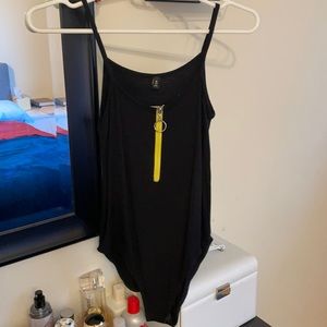 Black with yellow zipper bodysuit